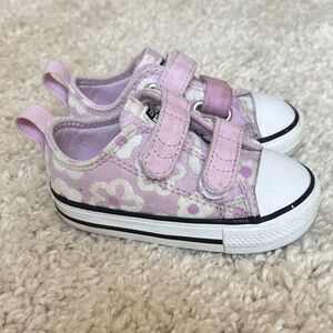 Kids Lavender Floral Sneakers with Velcro Straps